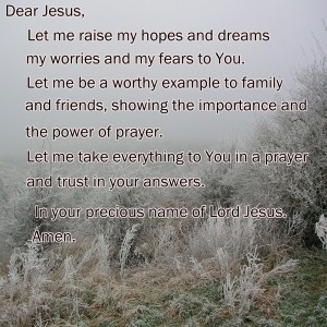 Dear Lord, I entrust my worries and my fears to You