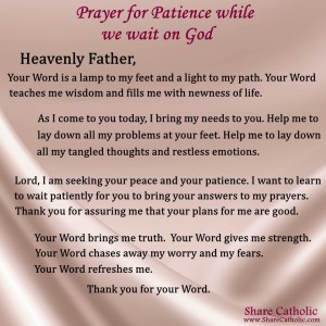 Prayer for Patience while we wait on God